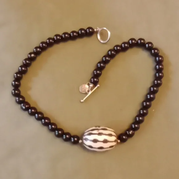 Sterling Silver Onyx Necklace #821 - Picture 1 of 6